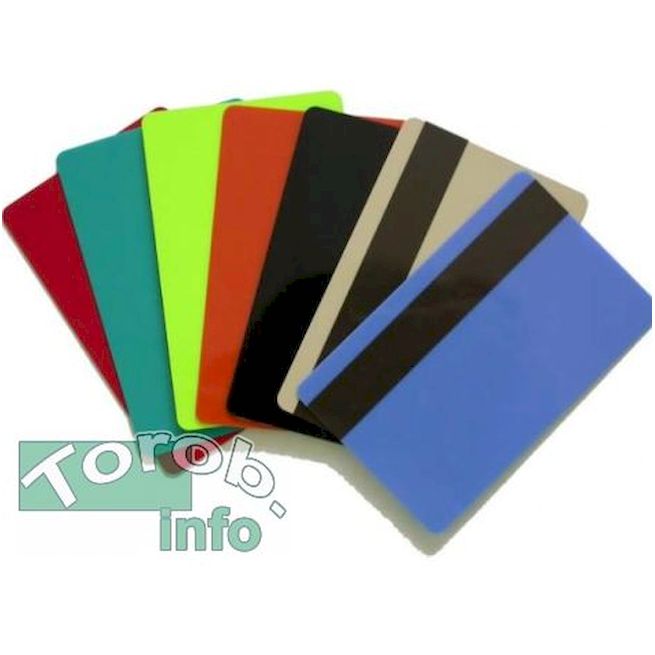 Пластиковые карты (100 шт.), цветные, 0.75мм, с магнитной полосой Low Co