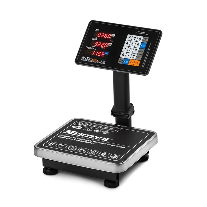 Торговые напольные весы M-ER 333 ACPU-60.20 с расч. стоимости LED